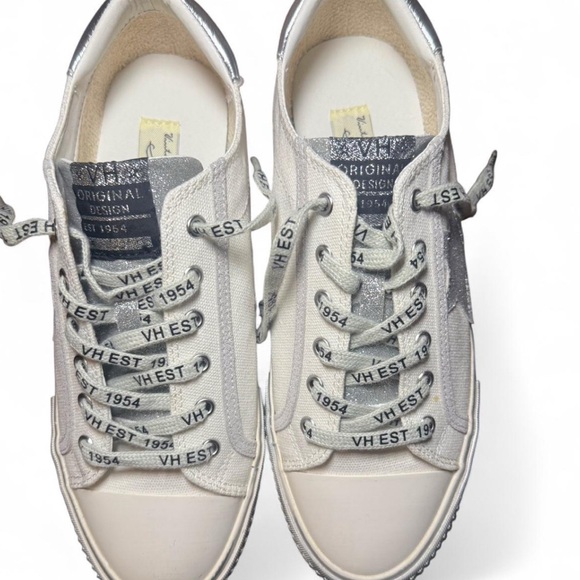 Vintage Havana Silver Star Low Top Sneakers White Glitter Canvas - Picture 2 of 7